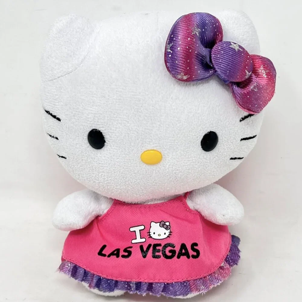 Hello Kitty Set 2 - San Rio Ty Souvenir City Las Vegas & Hawaii Plush Stuffed 6
